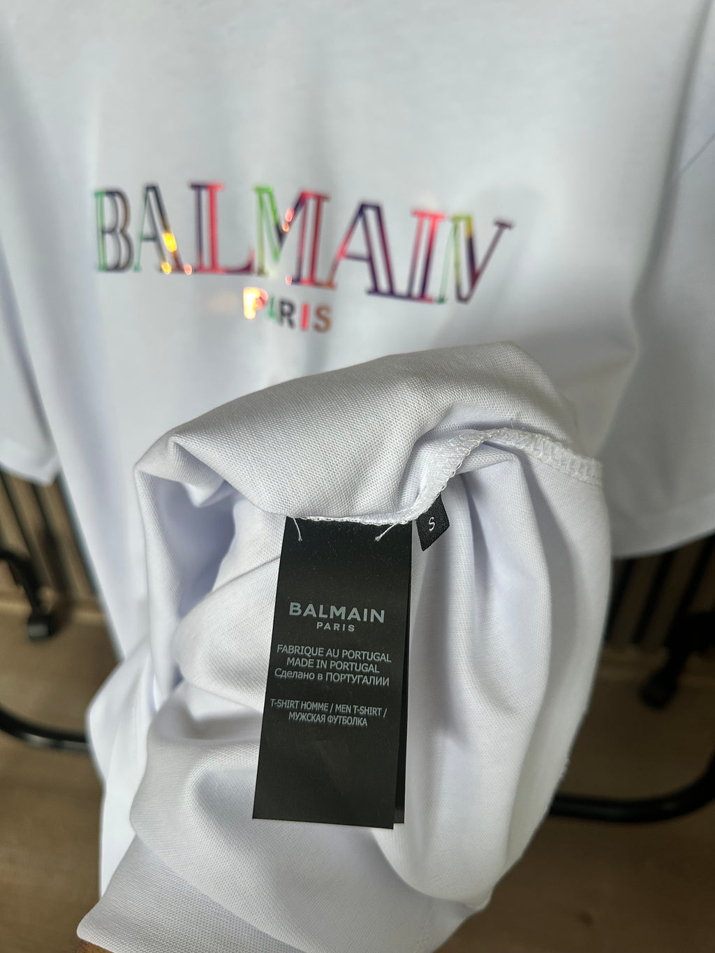 BALMAIN bela majica (Rainbow)